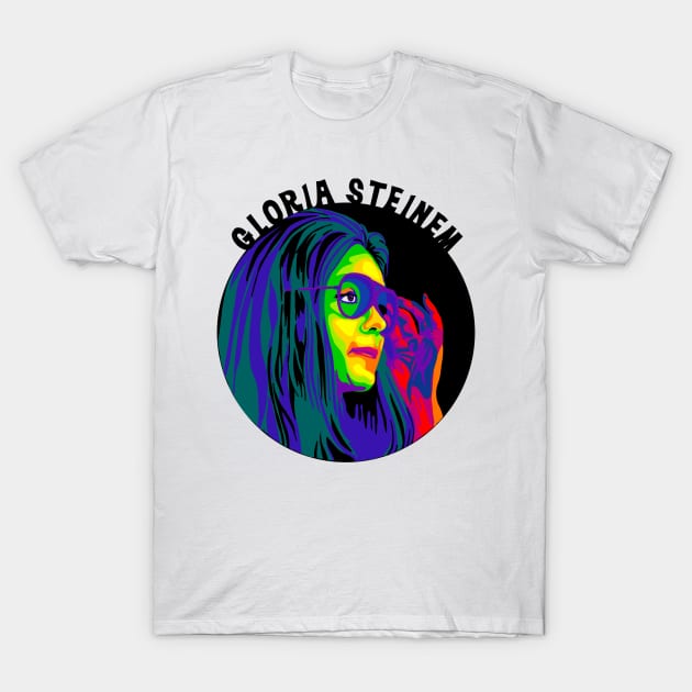 Gloria Steinem Rainbow Portrait T-Shirt by Slightly Unhinged